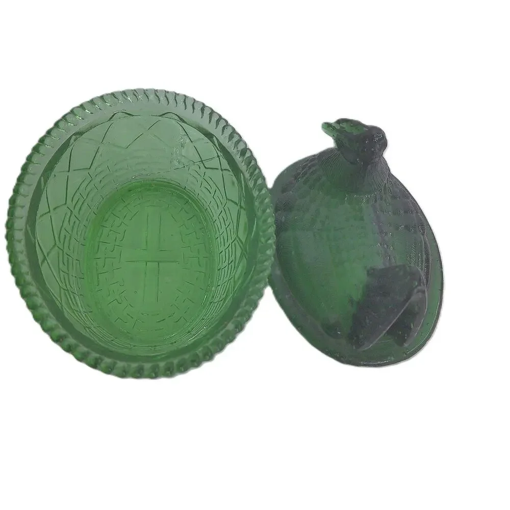 Vintage Westmoreland Green Glass Hen On Nest Candy Dish 5